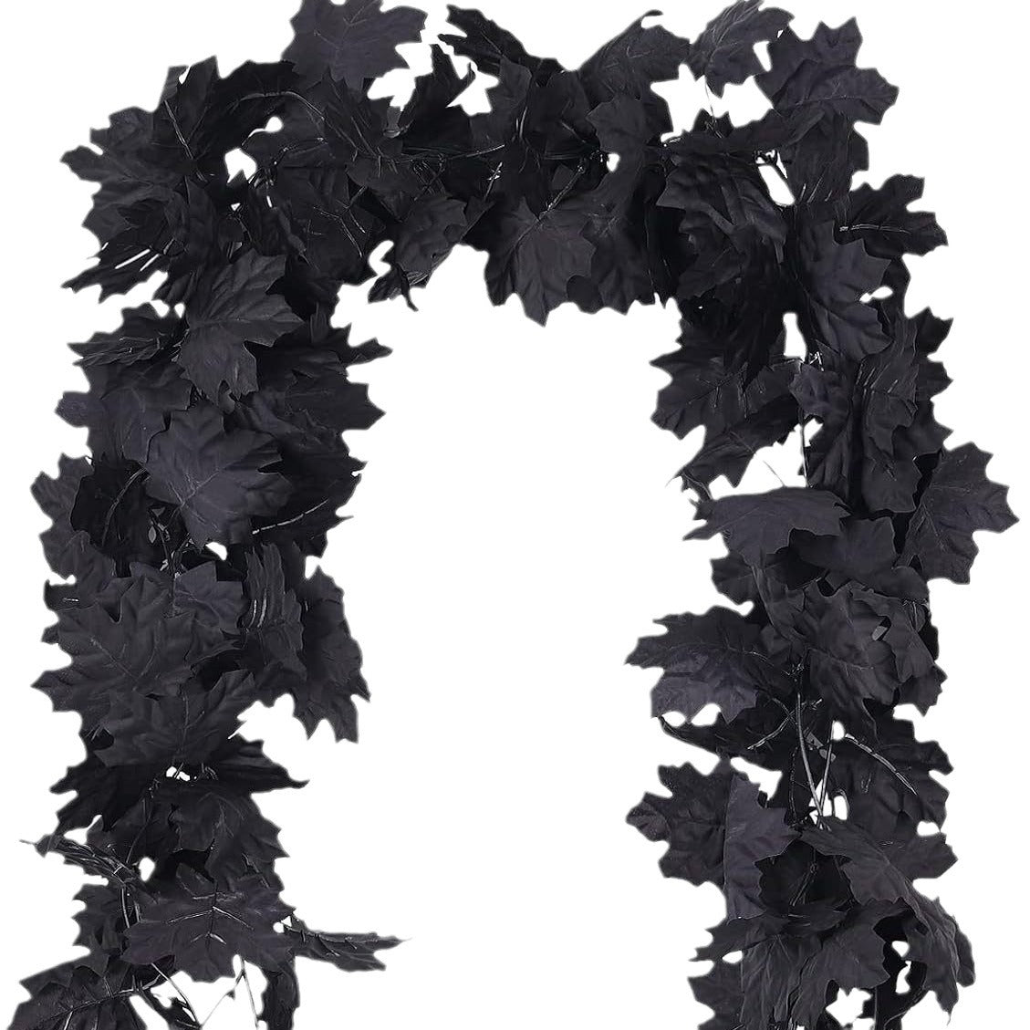 Black leaf garland on a white background