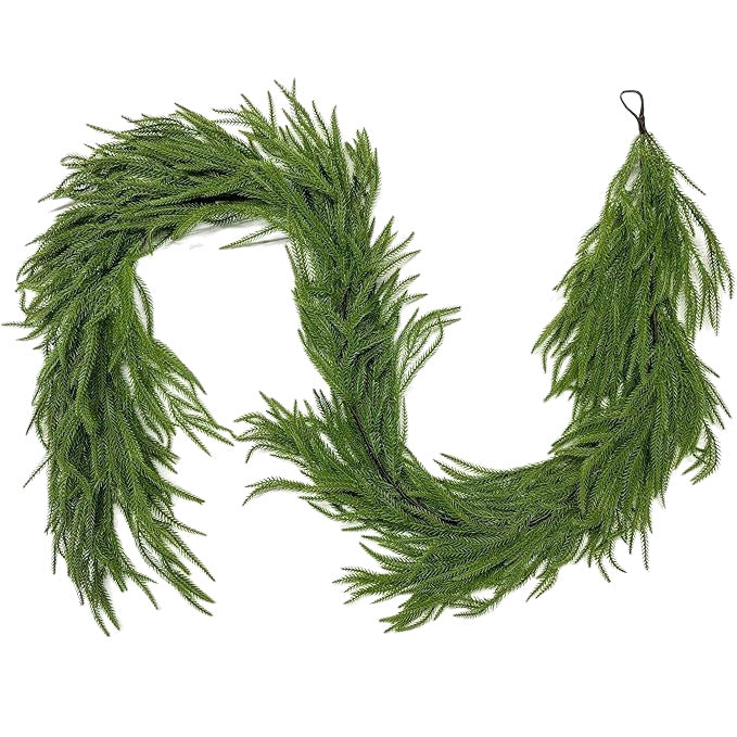 Green decorative garland on a white background