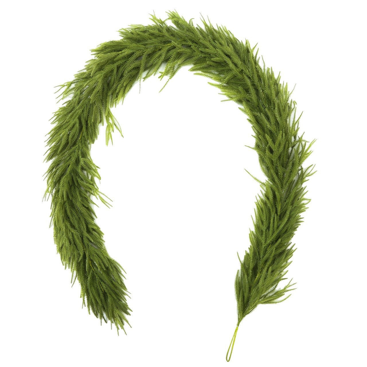 Artificial green leaf garland on a white background