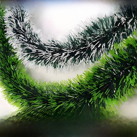 Green and black decorative garland on a white background