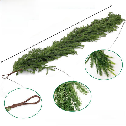 Artificial greenery branch with close-up details on a white background