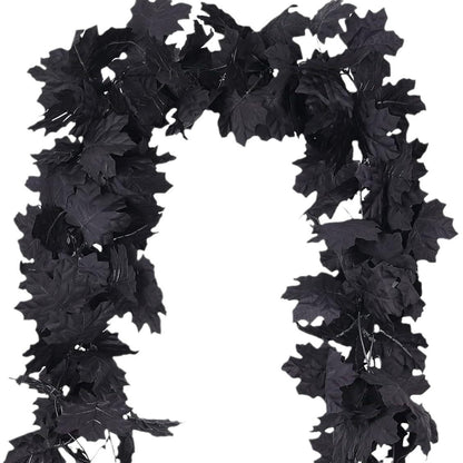 Black leaf garland on a white background