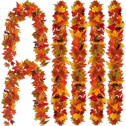 Set of autumn-themed leaf garlands on a white background