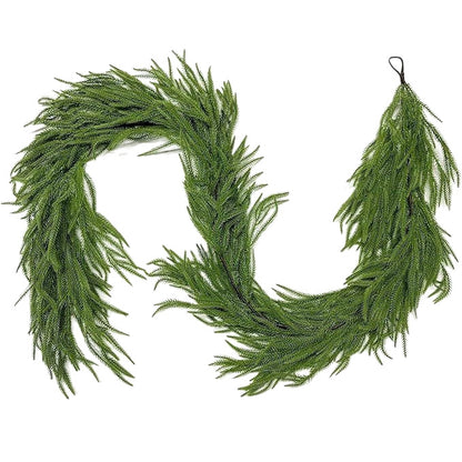 Green decorative garland on a white background